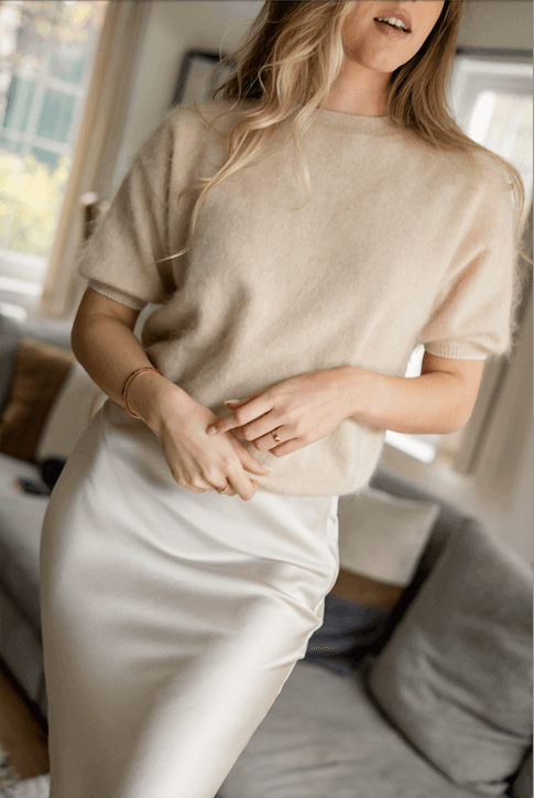 Ruby Skirt - Champagne - Maison Lointaine  - 100% Sustainable Cashmere