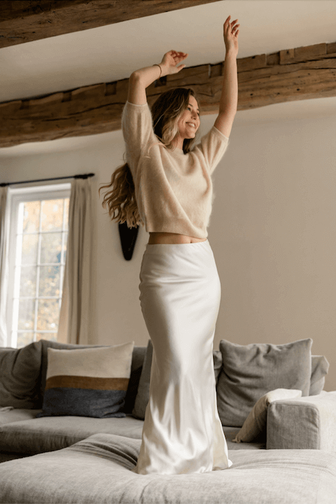 Ruby Skirt - Champagne - Maison Lointaine  - 100% Sustainable Cashmere