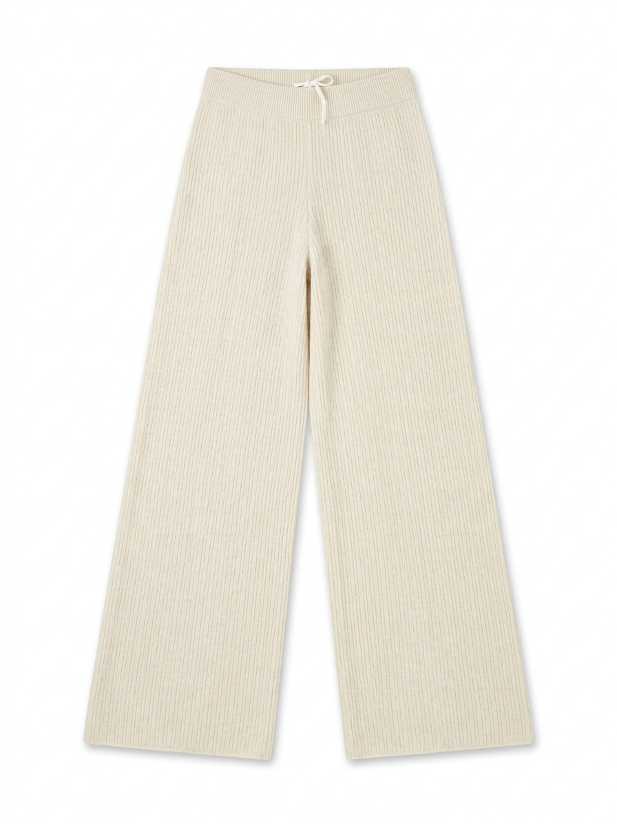 Signature pants ribbed Rice Apricot - Pure Prestige Cashmere